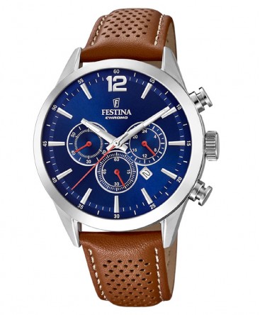 montre-festina-timeless-chronographe-bleu-cuir-marron_F20542/3