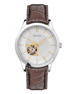 montre-pierre-lannier-fleuret-cadran-argente-cuir-brun_336b124