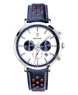 montre-pierre-lannier-baron-cadran-blanc-cuir-bleu-perfore_219g106-pierre-lannier