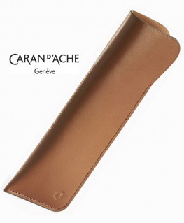 Caran d'Ache Zipped Leather Pen Holder for 1 pen Camel